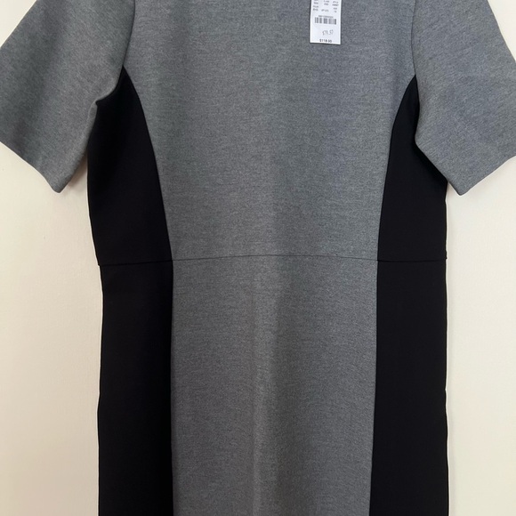 J. Crew Womens Gray Sheath Midi Dress 12 Crew Neck Color Block Casual Classic - Picture 6 of 16